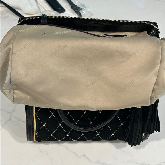 Brahmin Black and Gold Quilted Satchel - Picture 9 of 11